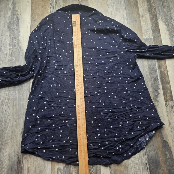 ModCloth Women's XL Navy Blue Button Down White Stars - Picture 7 of 10
